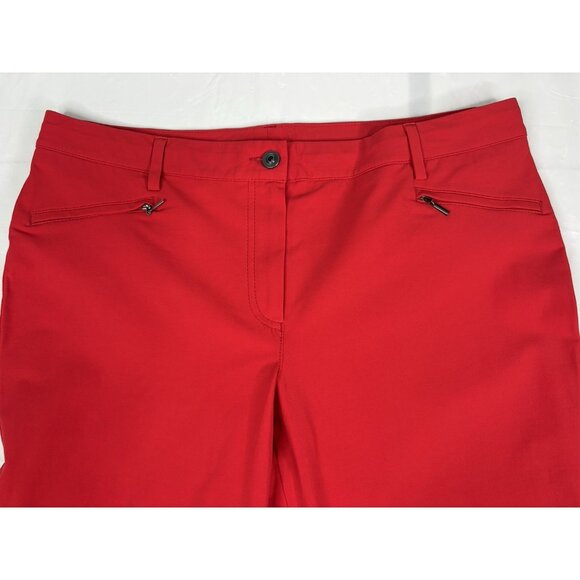 Atelier Gardeur DINA 2 Pants Red Womens Sz 16 Zip Pockets 28” Inseam Stretch - Picture 2 of 13